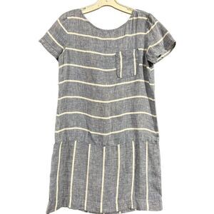 Lou & Grey Blue and White Linen Mini Dress Size XS